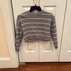 Zara Ribbed Knit crop Sweater in Cream and Black